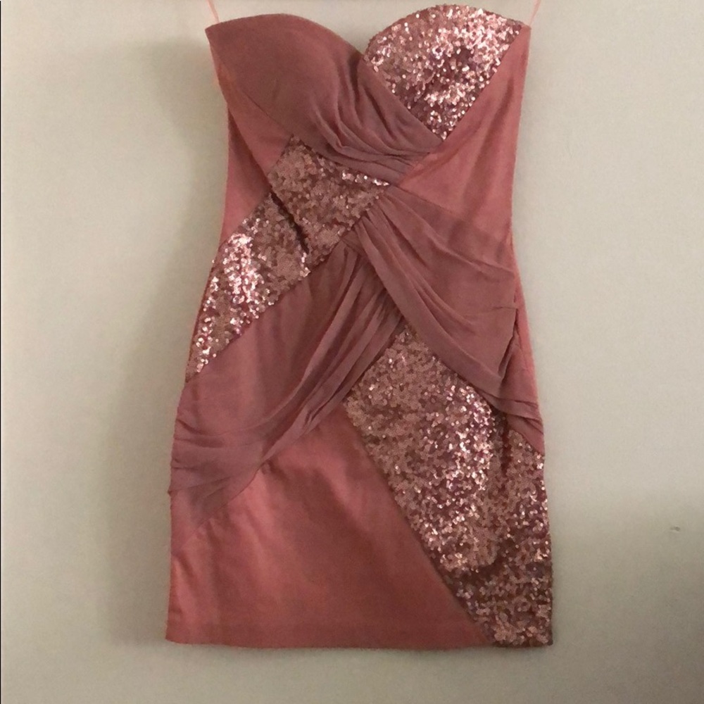 Rose Colored Strapless Party Dress